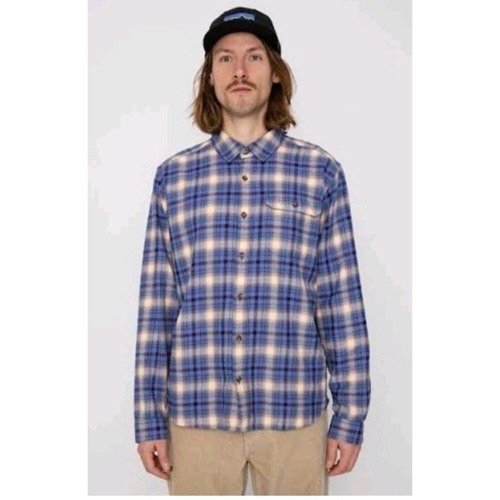 Patagonia Mens Long-Sleeve Cotton Lightweight Fjord Flannel Shirt Purple Plaid M